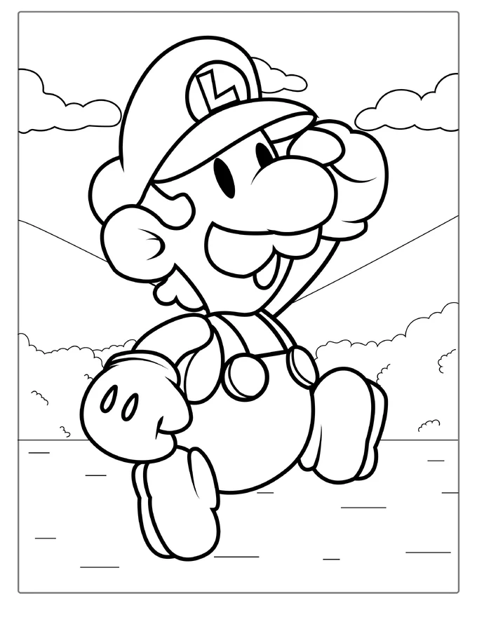 Easy Outline Of Baby Luigi To Color