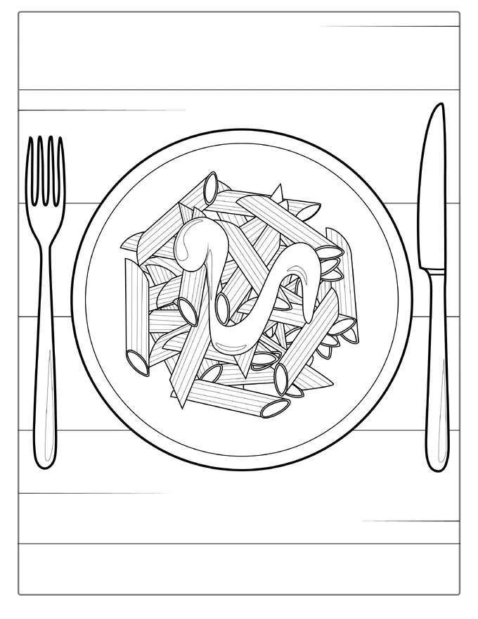 Carbonara Pasta Coloring Picture For Kids