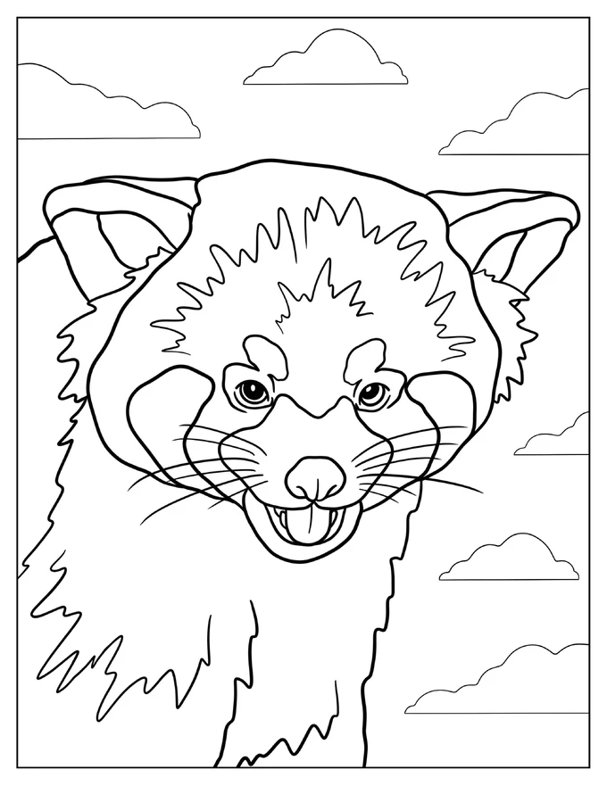 Realistic Red Panda Face Coloring Page