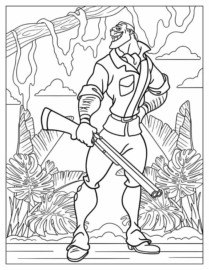 Clayton With Evil Smirk While Holding Shotgun Coloring Page