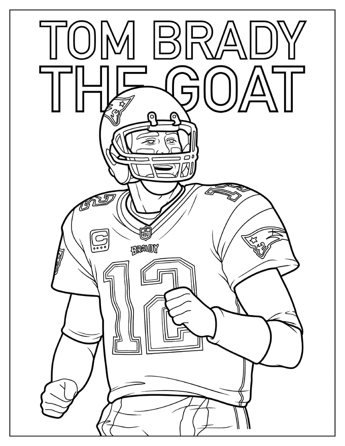 Tom Brady The Goat Coloring Page For Kids