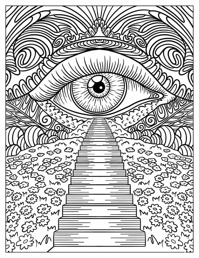 Mirrored Effect Trippy Coloring Sheet