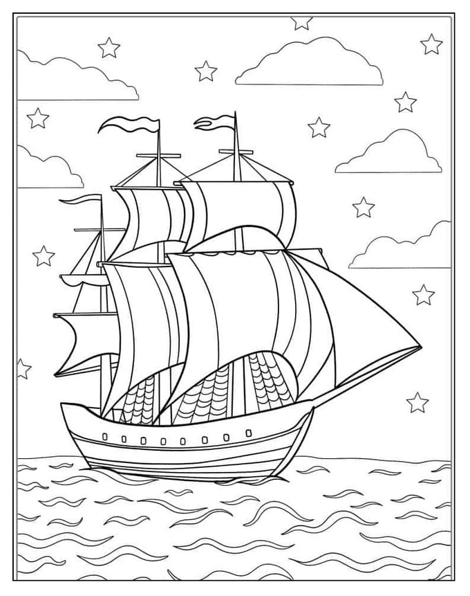 Boat coloring page