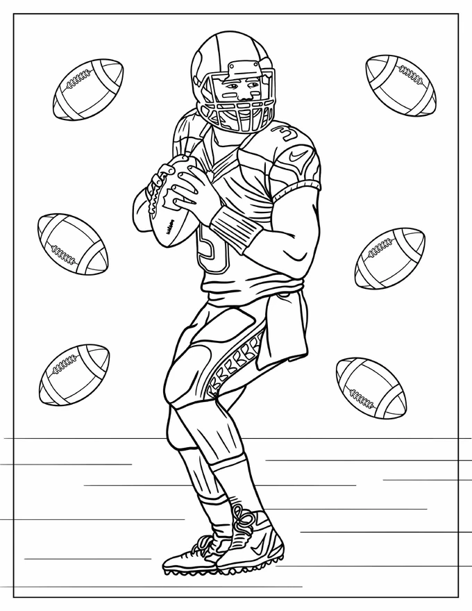 Football Player Coloring Sheet For Kids