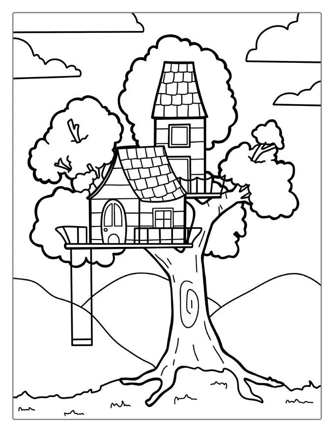 Magical Tree House For Coloring