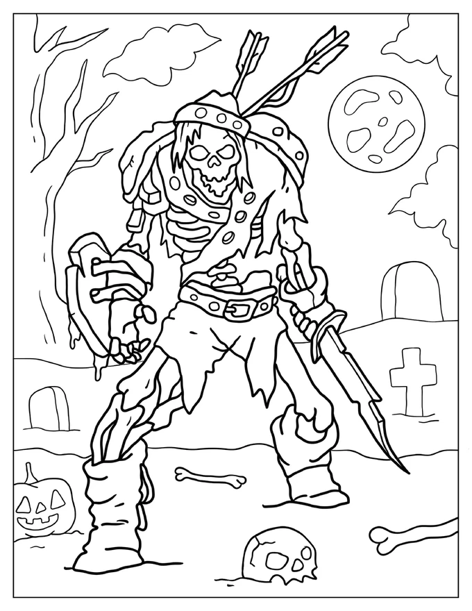 Skeleton Halloween Coloring Page