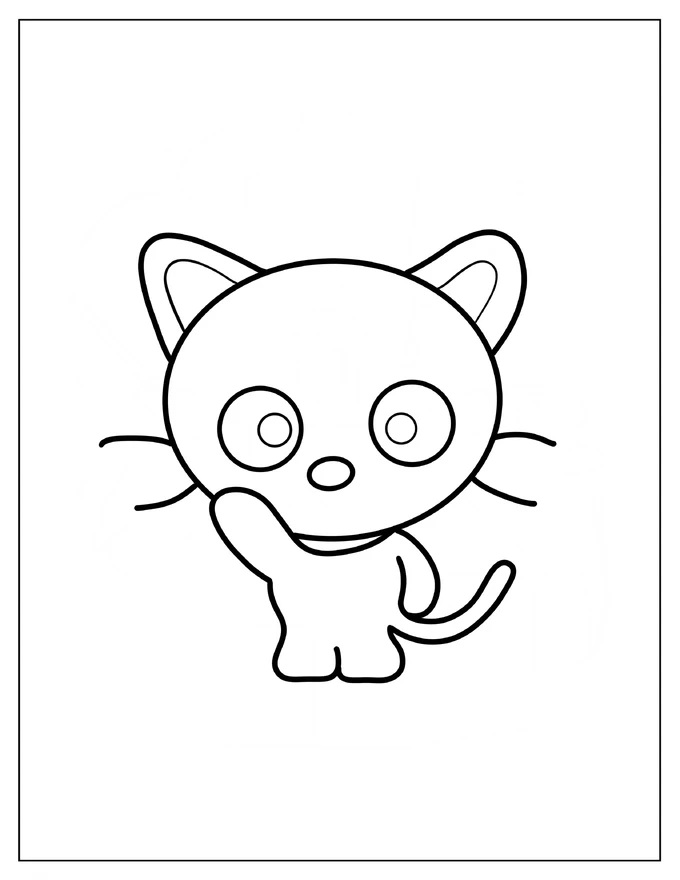 Chococat Waving Outline Coloring Page For Preschoolers