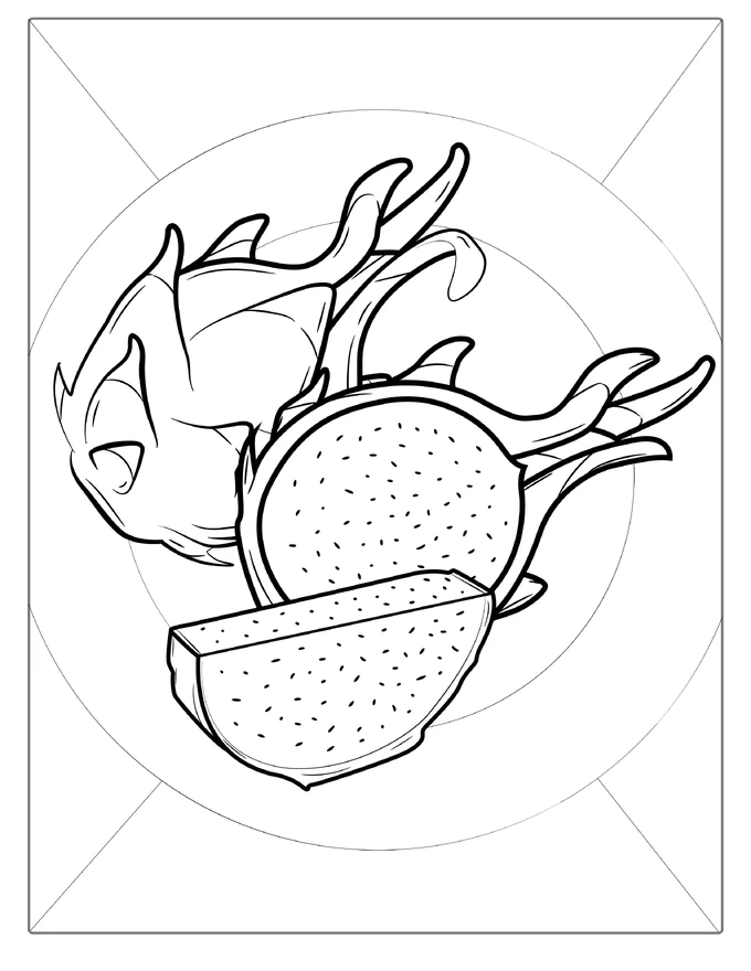 Pink Dragon Fruit Coloring Sheet