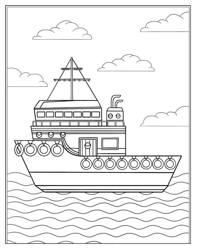 Boat coloring page