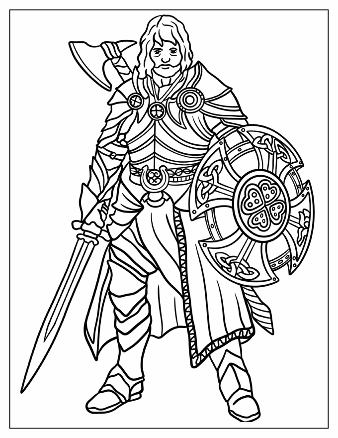 Dungeons And Dragons Fighter In Full Gear Coloring Page