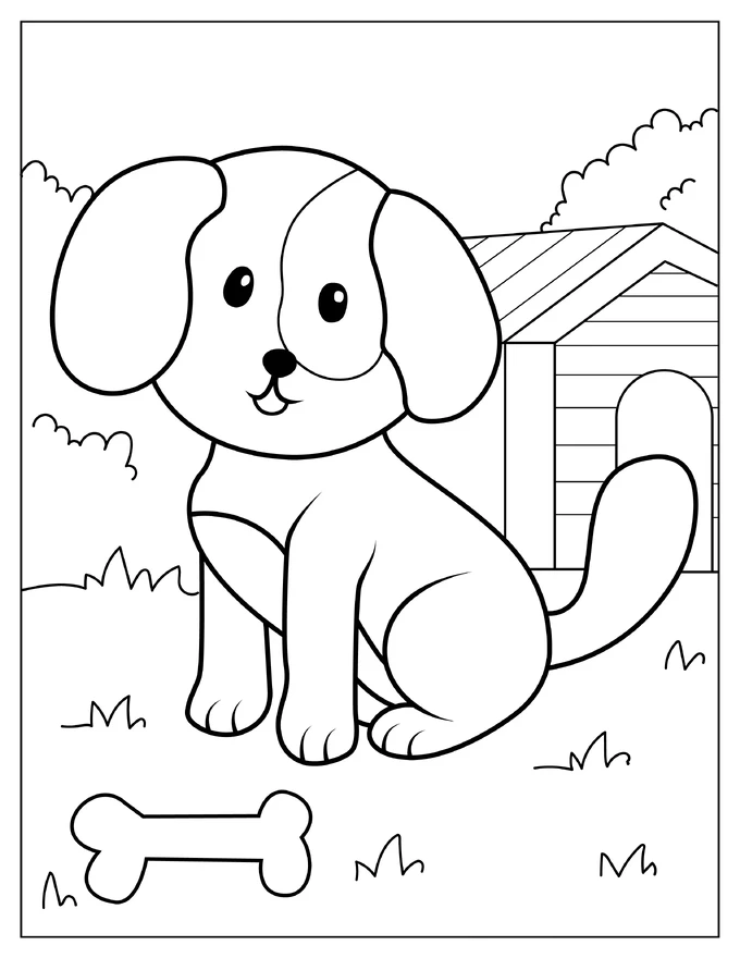 Cute Farm Dog Coloring Page