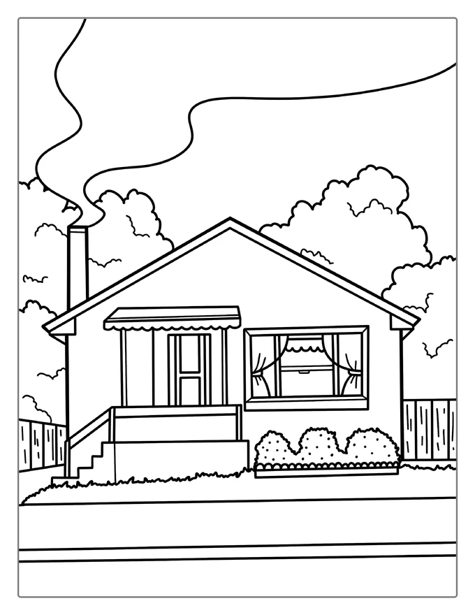 Normal House Coloring Page