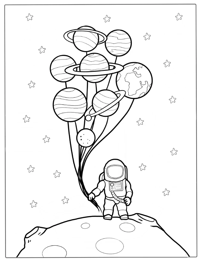 Astronaut Holding Planets In The Solar System