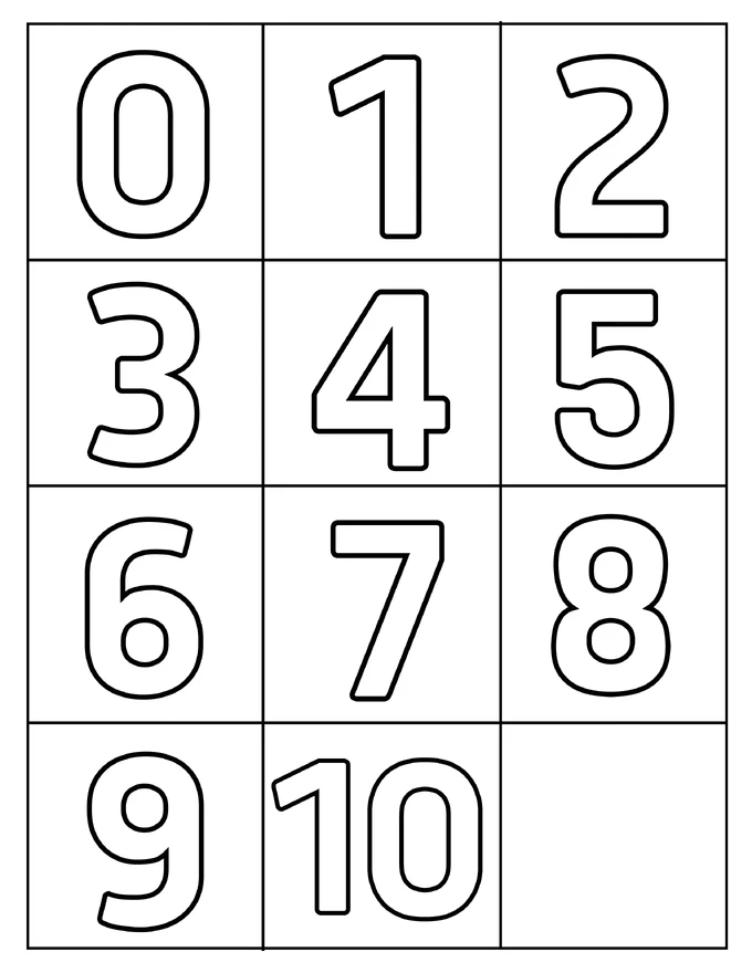 Printable Black Outline Numbers