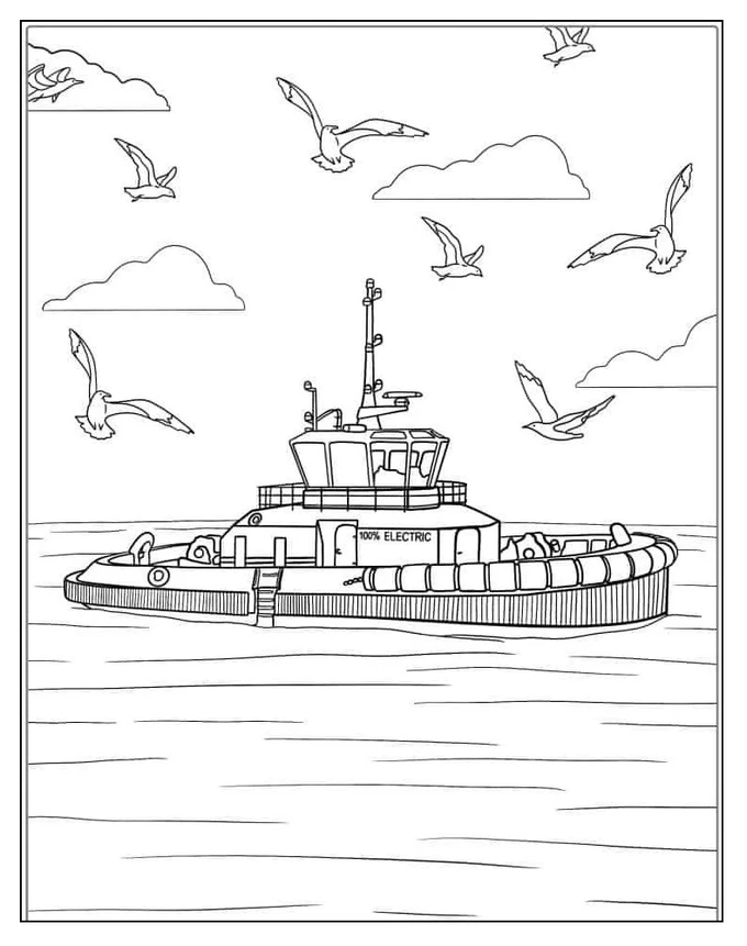 Boat coloring page