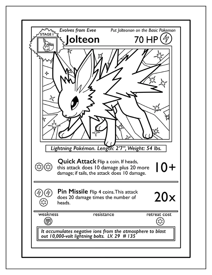 Jolteon Pin Missile Pokemon Card