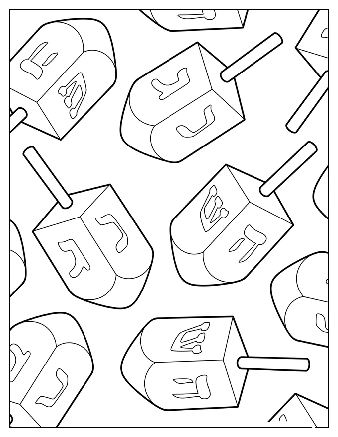 Full Page Hanukkah Dreidel Coloring Sheet