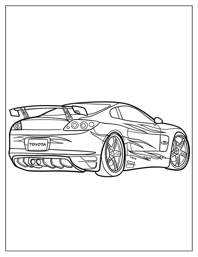 Rear View Of Toyota Supra Coloring Page