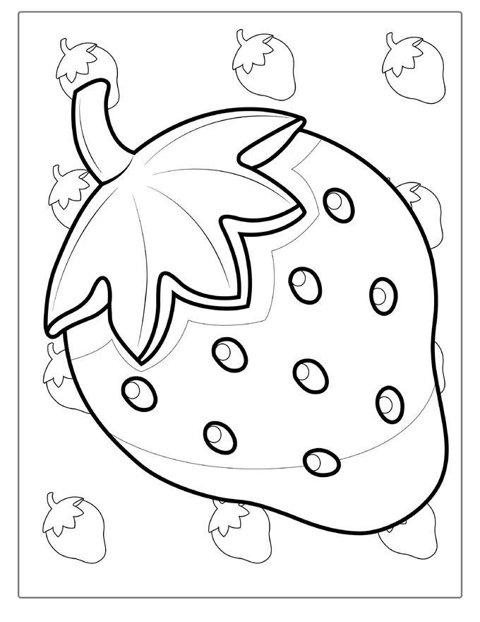 Simple Strawberry Coloring Sheet For Kids