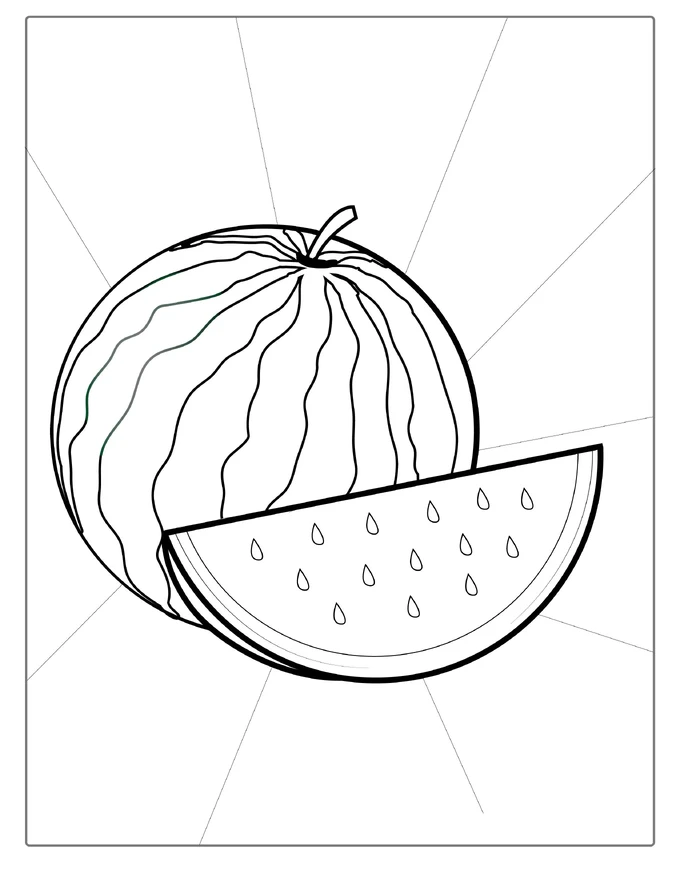 Big Juicy Watermelon Coloring Sheet