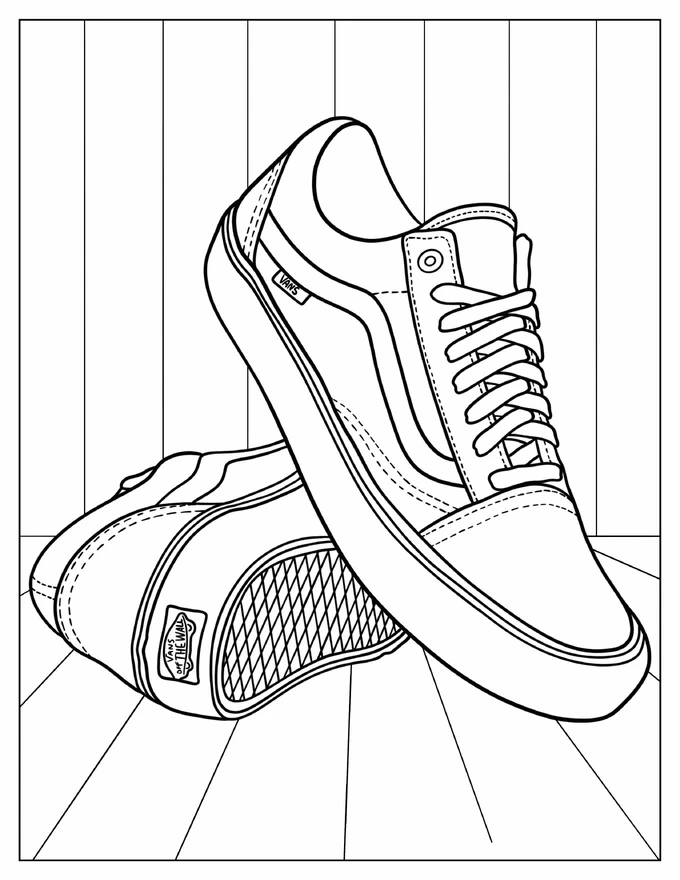 Coloring Page Of A Pair Of Vans