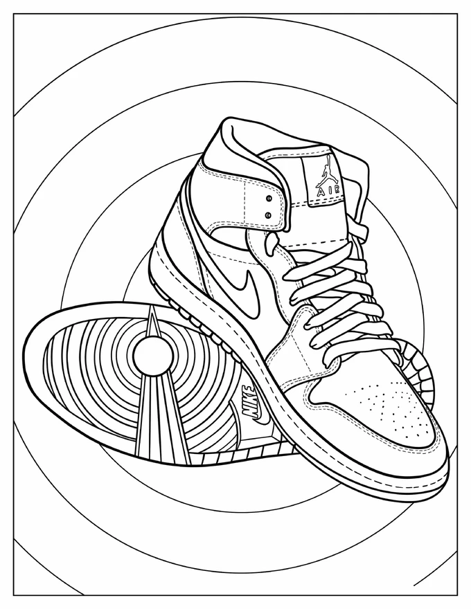 Coloring Sheet Of Air Jordan 1 Retro Mid