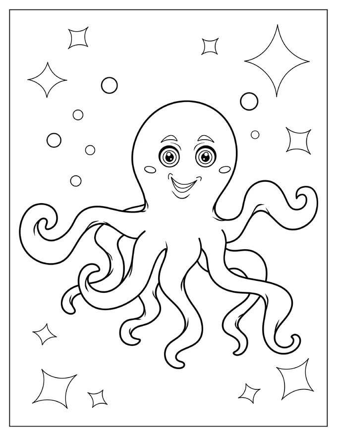 Smiling Cartoon Octopus