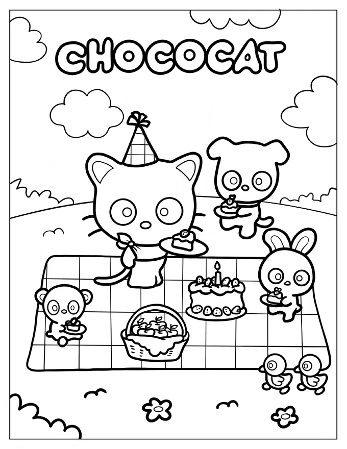 Chococat In A Birthday Picnic With Friends