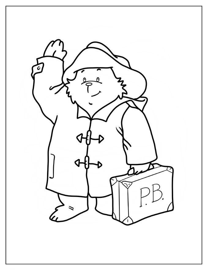 Paddington Waving His Hand Coloring Sheet