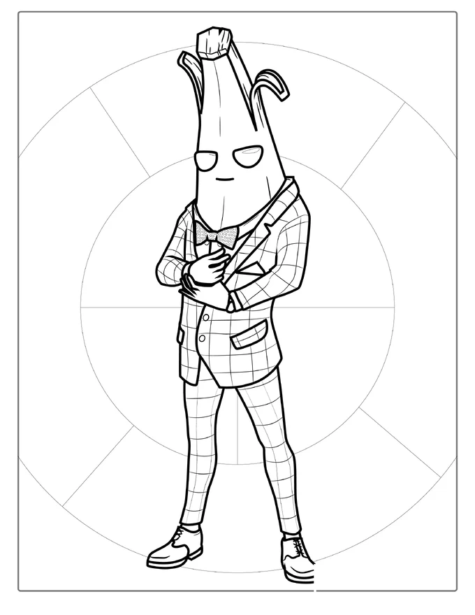 Fortnite Banana Wearing Suit Coloring Page