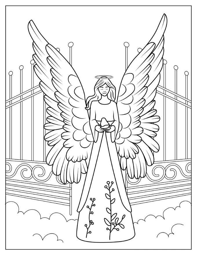 Detailed Angel At Heavens Gate To Color