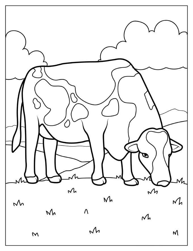 Dairy Farm Cow Coloring Sheet