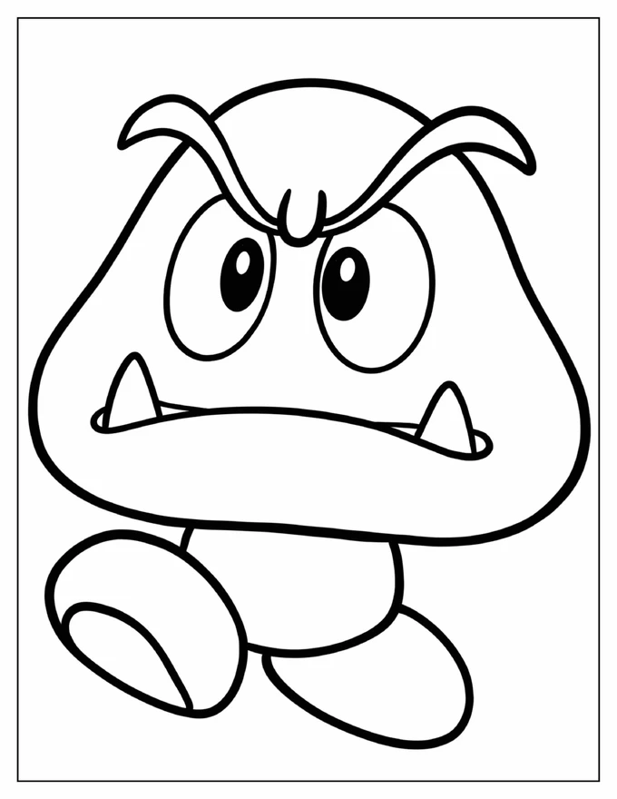 Goomba Coloring Sheet For Preschoolers