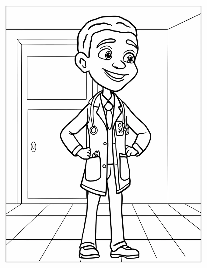 Black Doctor Coloring Page