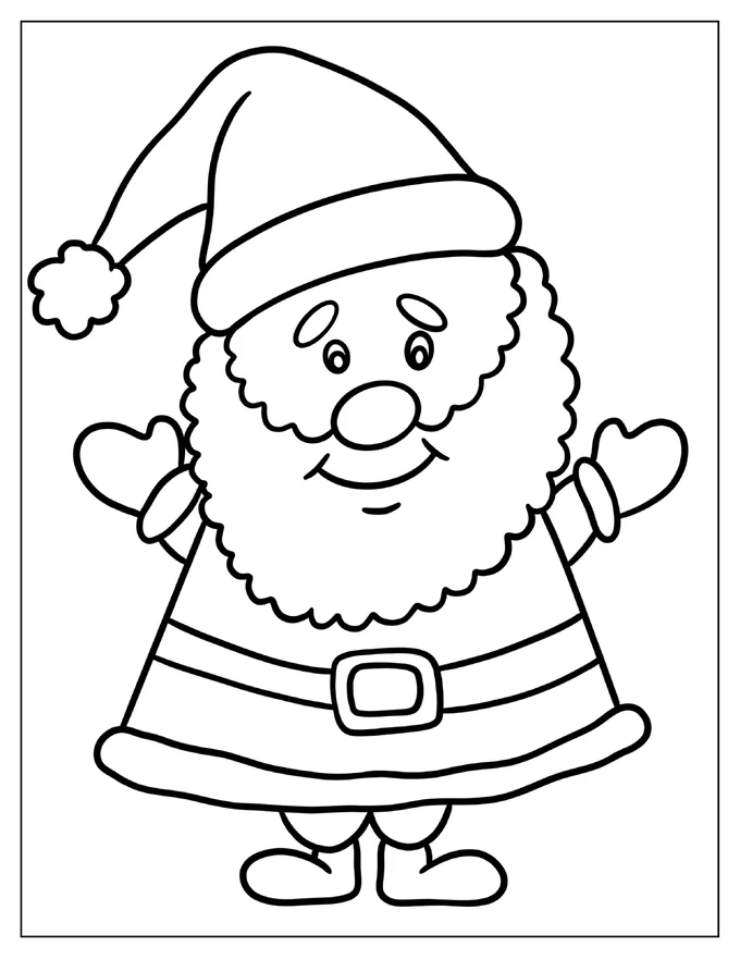 Adorable Simple Santa Claus Coloring Page For Preschoolers