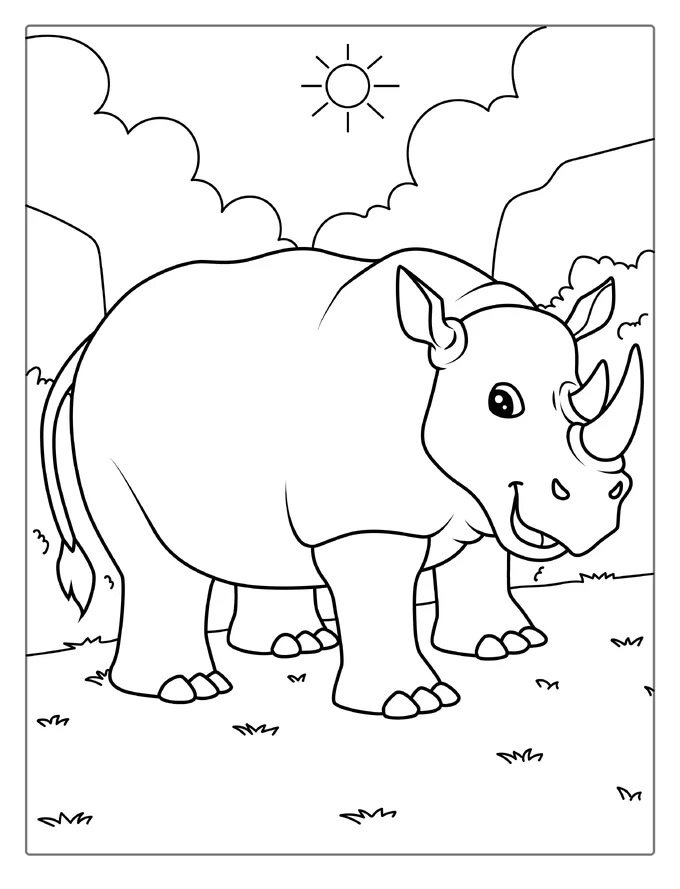 Adult Rhino Coloring Sheet