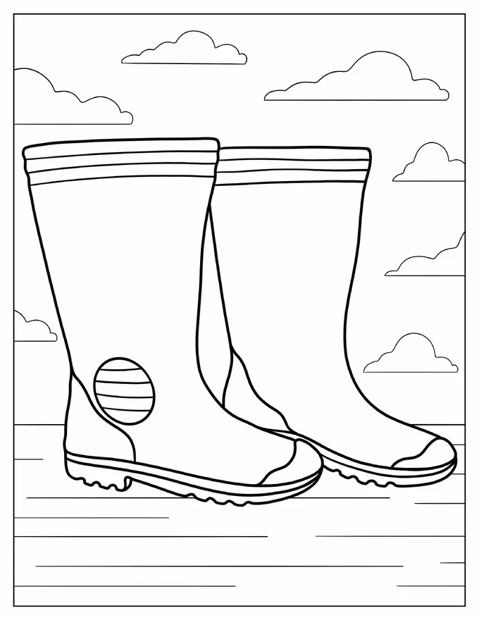 Boots Outline Coloring In For Preschoolers