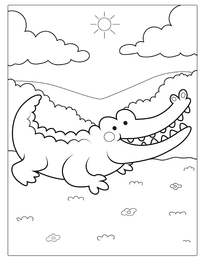 Easy Outline Of a Crocodile For Preschoolers