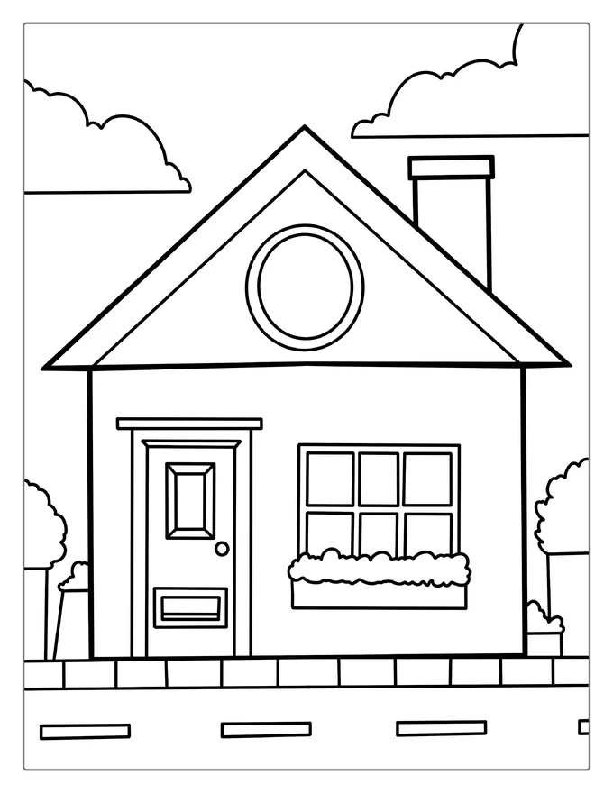 Simple Outline House For Preschoolers