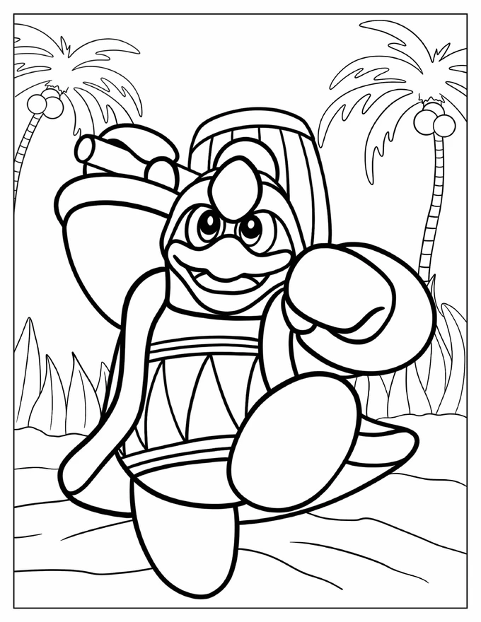 Cute King Dedede With Hammer Nintendo Coloring Page