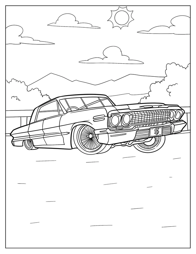 Parked Lowrider Coloring Page