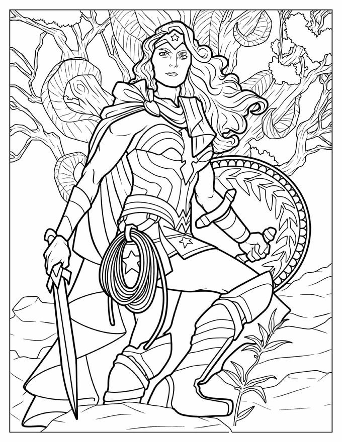 Intricate Wonder Woman Coloring Sheet