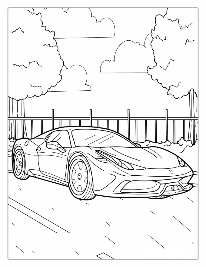 Ferrari 458 Coloring Sheet