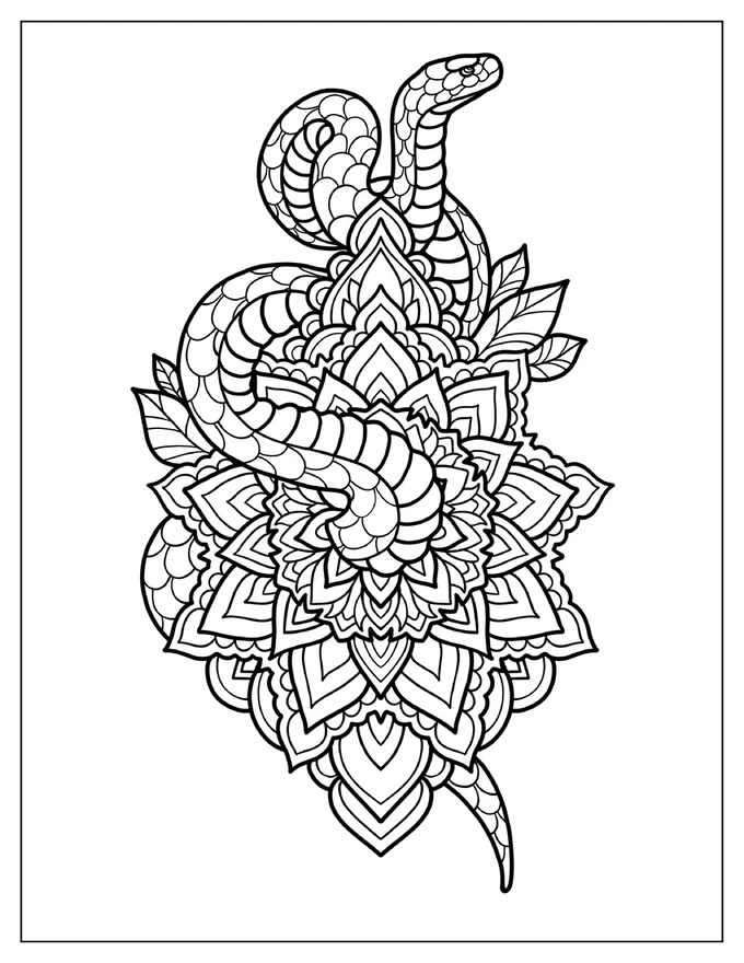 Snake Mandala To Color For Adults