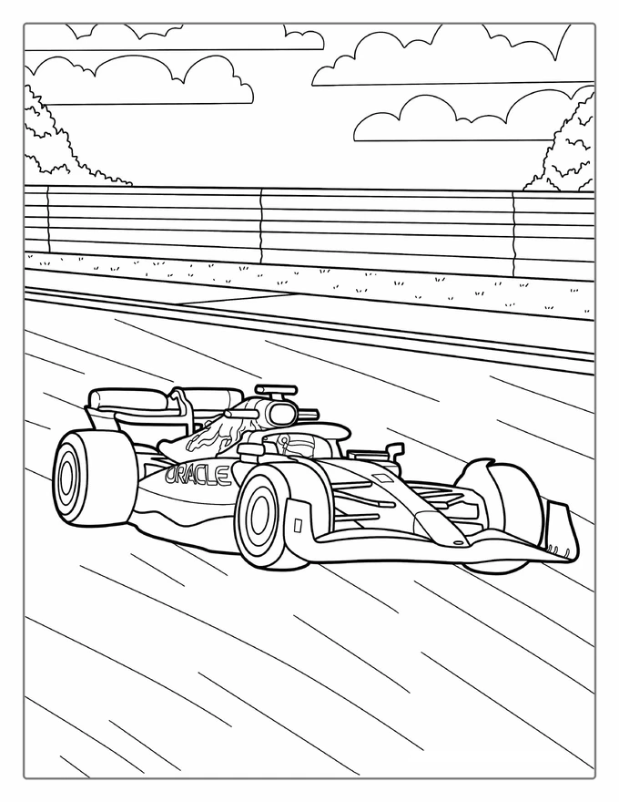 F1 Sports Race Car Coloring Page