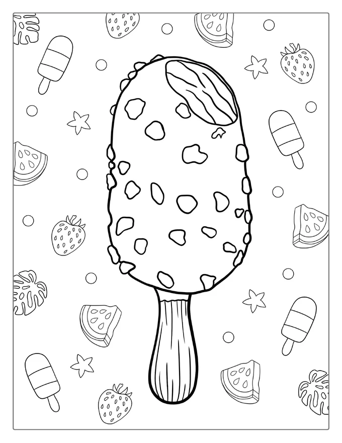 Cookies And Cream Ice Cream Bar Coloring Sheet