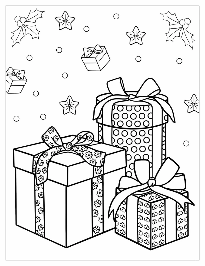 Detailed Christmas Presents To Color