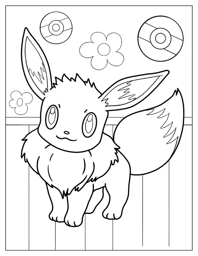 Smiling Eevee To Color