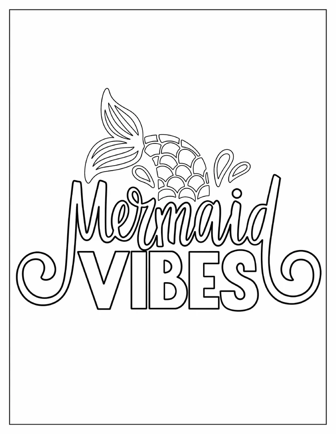 Mermaid Vibes Words To Color