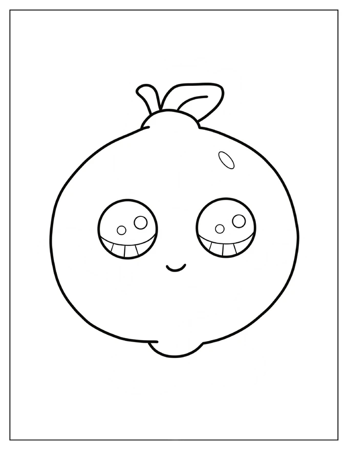 Easy Cartoon Lemon Coloring Page For Kids